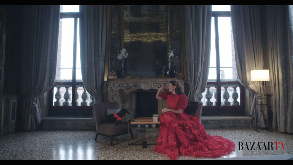 Viola "Lola" Arrivabene starring in one of the videos available on Italy's Harper Bazaar's Bazaar TV.