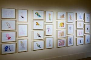 Framed original sketches by Christian Louboutin.