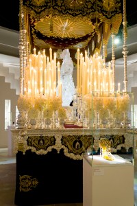 A palanquin is the centrepiece of the Treasure Room displaying iconic shoes.