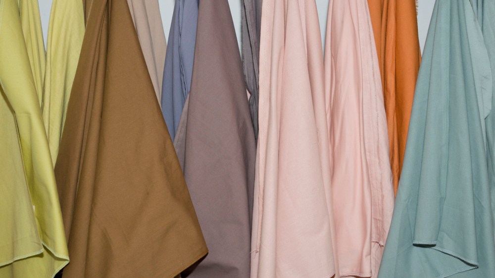 Fabrics from Toyoshima's Food Textile Labo textile project, using dyes produced from waste.
