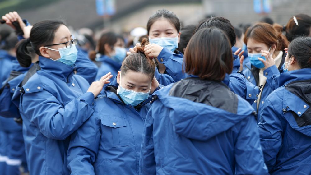 A medical team from Chongqing preparing to leave for Hubei Province, where the coronavirus outbreak started.