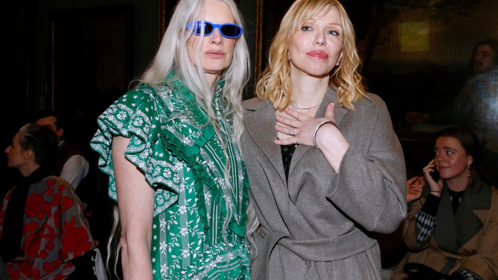 Kristen McMenamy and Courtney Love front row at Erdem RTW Fall 2020 show