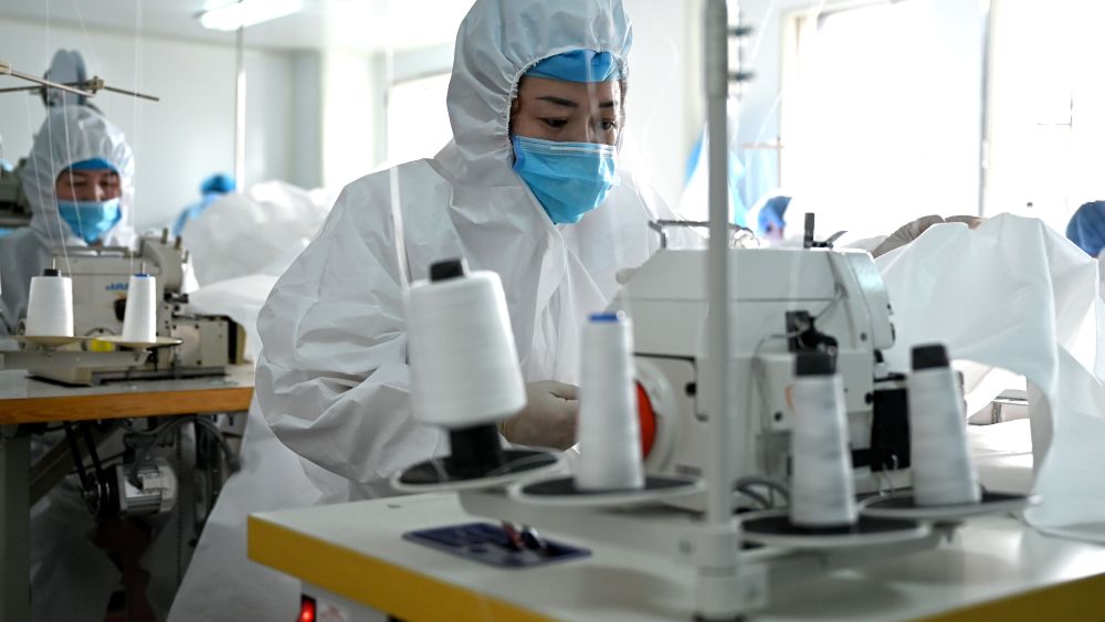 A Chinese factory worker in Hohhot, Inner Mongolia province.