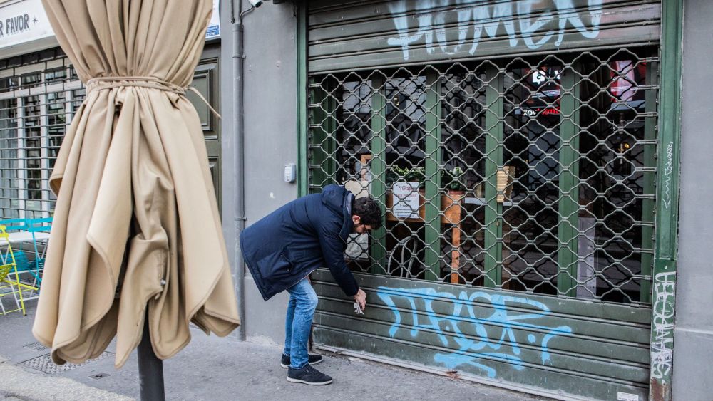 Coronavirus emergency, some commercial activities in the Navigli area have decided to close until a later date. Other activities have reduced working hours.Coronavirus outbreak, Milan, Italy - 25 Feb 2020