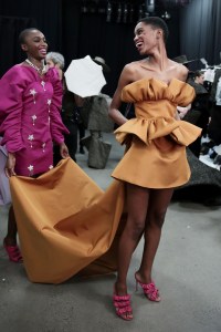 Backstage at Christian Siriano RTW Fall 2020.