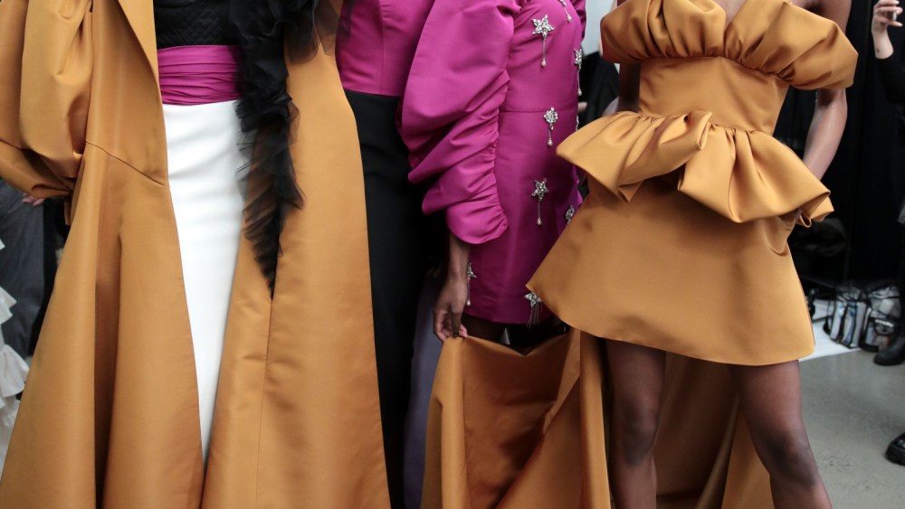 Backstage at Christian Siriano RTW Fall 2020.