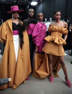 Backstage at Christian Siriano RTW Fall 2020.