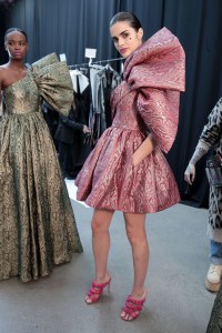 Backstage at Christian Siriano RTW Fall 2020.