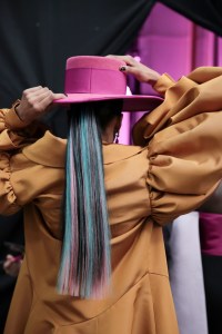 Backstage at Christian Siriano RTW Fall 2020.