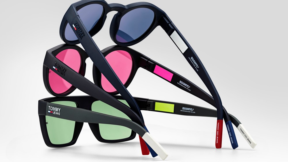 The Tommy Jeans eyewear collectiom manufactured by Safilo Group employing Aquafil's Econyl.