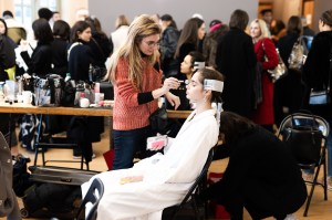 Backstage at Issey Miyake RTW Fall 2020