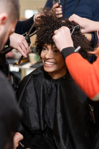 Backstage at Issey Miyake RTW Fall 2020