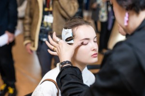 Backstage at Issey Miyake RTW Fall 2020