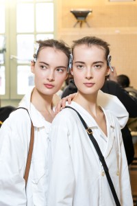 Backstage at Issey Miyake RTW Fall 2020