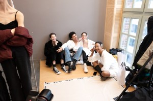 Backstage at Issey Miyake RTW Fall 2020