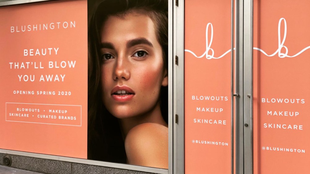 The Blushington storefront at Columbus Circle, New York.