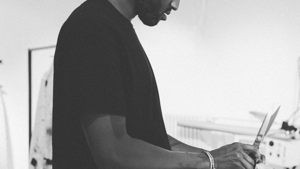 Virgil Abloh working in his studio.
