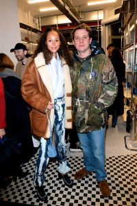 Holly Fischer with Jonathan celebrating his new Soho store