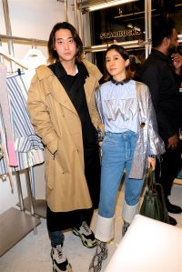 Aaron Bang and Fiona Kim celebrating JW Anderson's new Soho store
