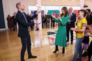 Britain's Prince William, left, juggles balls next to Kate Catherine Duchess of Cambridge during a meeting with Galway Community Circus performers, local artists and young musicians in Galway, Ireland,. The Duke and Catherine Duchess of Cambridge visit Galway on the last of a three-day official visit to IrelandIreland Royals, Galway - 05 Mar 2020