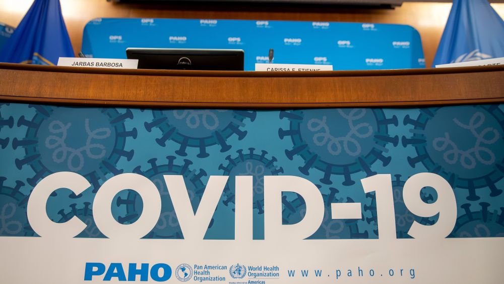 A sign on display before officials with the Pan American Health Organization (PAHO), give an update on the group's response in Latin America to the coronavirus COVID-19 outbreak, at their headquarters in Washington, DC, USA, 06 March 2020. The PAHO is a regional office of the Americas for the World Health Organization.Pan American Health Organization updates on coronavirus COVID-19 outbreak, Washington, USA - 06 Mar 2020