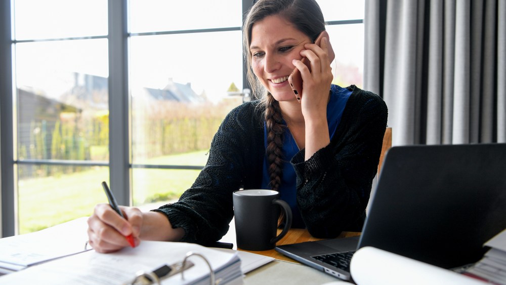 Illustration of a women working from homeWorking from home, Belgium - 01 Apr 2019