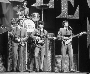 The Beatles at the BBC Studios, London, Britain, 1963.