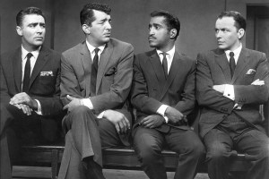 The stars of the film, Ocean's Eleven. L-R Peter Lawford, Dean Martin, Sammy Davis, Frank Sinatra, 1960.