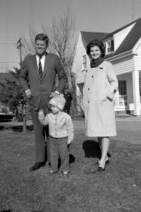 John F. Kennedy, Jacqueline, and their daughter, Caroline, in Hyannis Port, Mass., 1960.