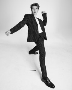 MSGM’s cotton suit and Burberry cotton top. Versace shoes.