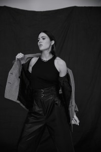 Isabel Marant’s cotton blazer over Totême’s cotton and elastane tank and Proenza Schouler’s leather shorts (available at Saks Fifth Avenue). RJ Graziano necklace (worn throughout).