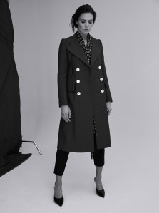 Prada’s panama mohair coat and Michael Kors’ wool trousers (available at Saks Fifth Avenue, worn throughout).