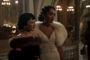 Michelle Krusiec and Laura Harrier in a scene from Ryan Murphy's 'Hollywood'.