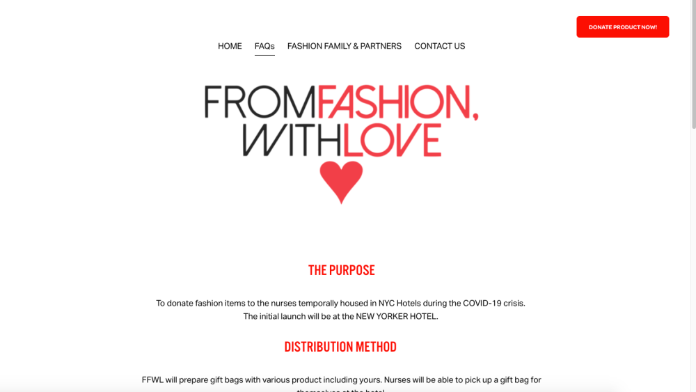 The home page of the From Fashion With Love web site.