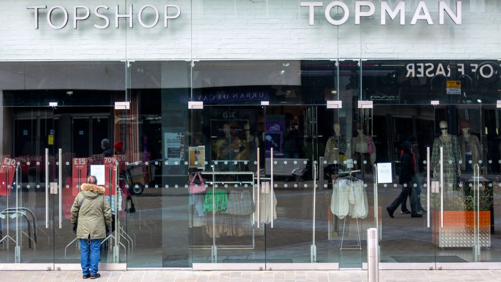 Top Shop in Leeds city centre has been closed due to the Covid 19 outbreak.Coronavirus outbreak, Leeds, UK - 21 Mar 2020