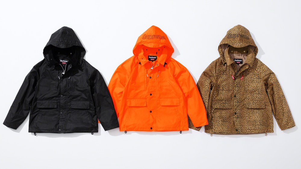 Jackets from the new Barbour collaboration with Supreme