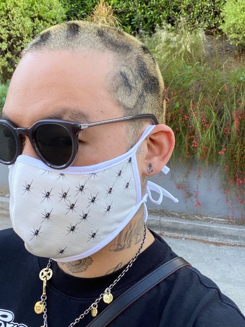 Citizens of Humanity partnered with tattoo artist Dr. Woo on a non-medical grade face mask featuring a fine-line design and soap.