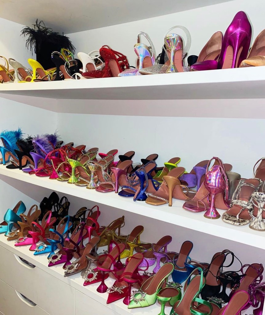 Amina Muaddi's shoe closet.