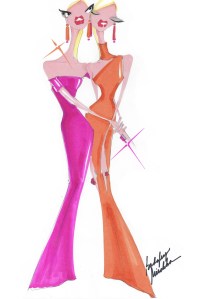 A sketch from Badgley Mischka up for auction.
