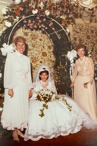 Danielle Frankel – “These three beautiful women have been hugely influential throughout my life. Both grandmothers came over for shabbat dinner or lunch every week growing up and I am fortunate to still have a close relationship with them. My family says they have all passed down different skill sets to me. My grandmother Sandi, on the left, was a personal shopper and stylist, while my grandmother on the right, Martha, majored in home economics from UCLA, learning how to craft her sewing and patternmaking skills. My mother, Rena, is the bride in this photo and she has been the biggest supporter of my business and development, starting with sending me to fine art school when she recognised I loved to draw at a young age. All three are wonderful mothers and I have so much to thank them for.”