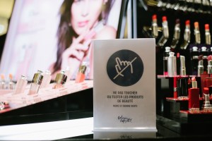 A sign at the Galeries Lafayette flagship on Boulevard Haussmann in Paris.
