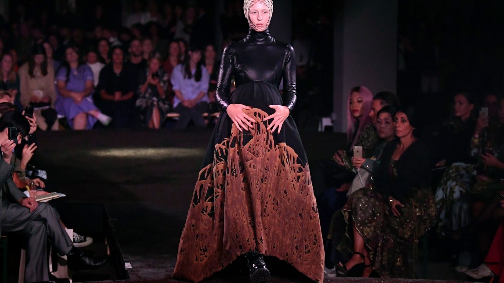 Model on the catwalkGareth Pugh show, Runway, Spring Summer 2019, London Fashion Week, UK - 15 Sep 2018