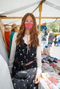 "My cousin runs a small clothing company in Latvia, it's called Bellanatur. She has all these amazing fabrics. She quickly adapted to the situation, switched her production line and started doing masks. We sell a lot of them right now.” — Eva, working on a stall in a street market in Kollwitzplatz