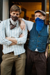 "We specialize in heritage clothing, so we've always stocked good quality bandanas. Now, we simply have a new use for them." — Joachim (father) and Marlon (son), who run the family store Fein und Ripp in Kastanienallee