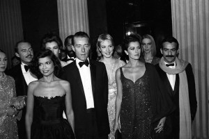 The scene at the Met Gala, 1981, Bianca Jagger with Halston