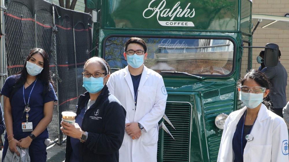 Ralph's Coffee Truck Giving Coffee and Baked Goods to Hospital Workers