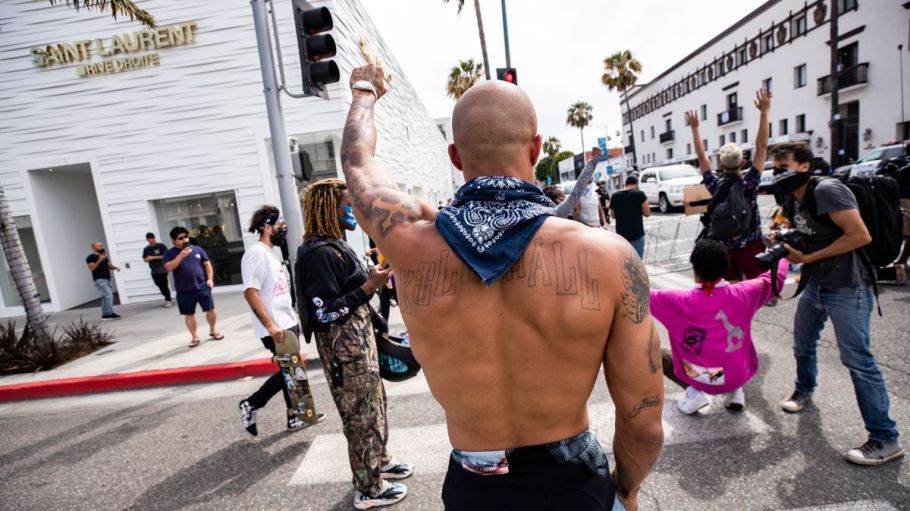 Protestors outraged over the death of George Floyd at the hands of police shut down Beverly Hills' famed Rodeo Drive luxury shopping destination over the weekend.