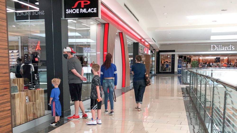 family shoppers masks mall dillard's texas