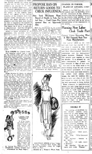 'Proposed Ban On Return Goods To Check Influenza', WWD, October 11th, 1918.