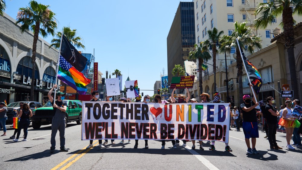 Scenes from the All Black Lives Matter Pride Parade in Los Angeles, California.